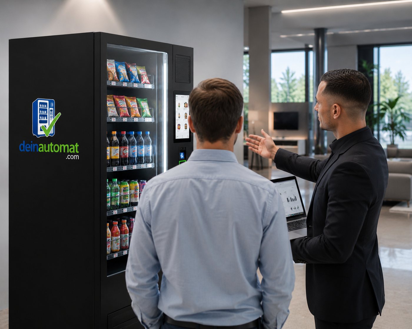 Chris berät einen Kunden persönlich am deinautomat.com Verkaufsautomaten