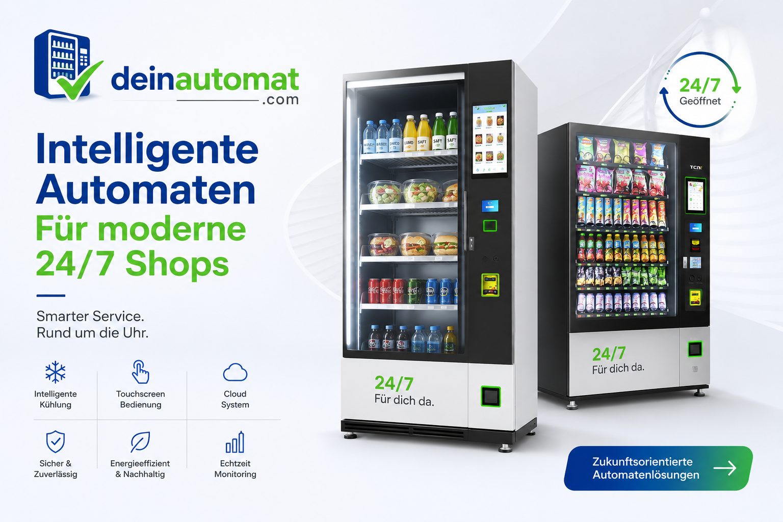 Intelligente deinautomat.com Verkaufsautomaten für moderne 24/7 Shops