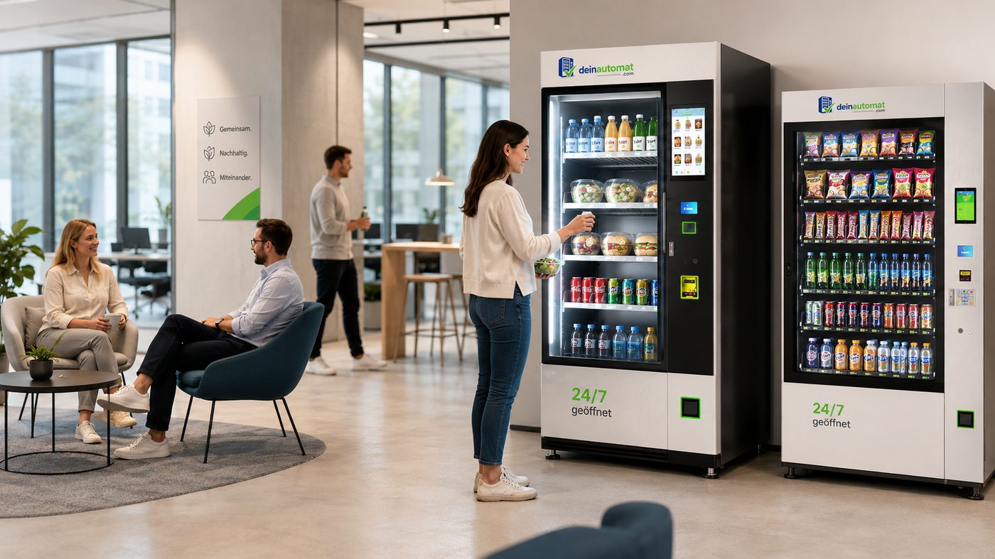 Snackautomat und Getränkeautomat im modernen Büro – deinautomat.com